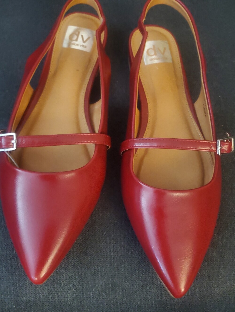 DV by Dolce Vita Red Pointed-Toe Mary Jane Slingback Flats SZ 10 - Picture 5 of 6